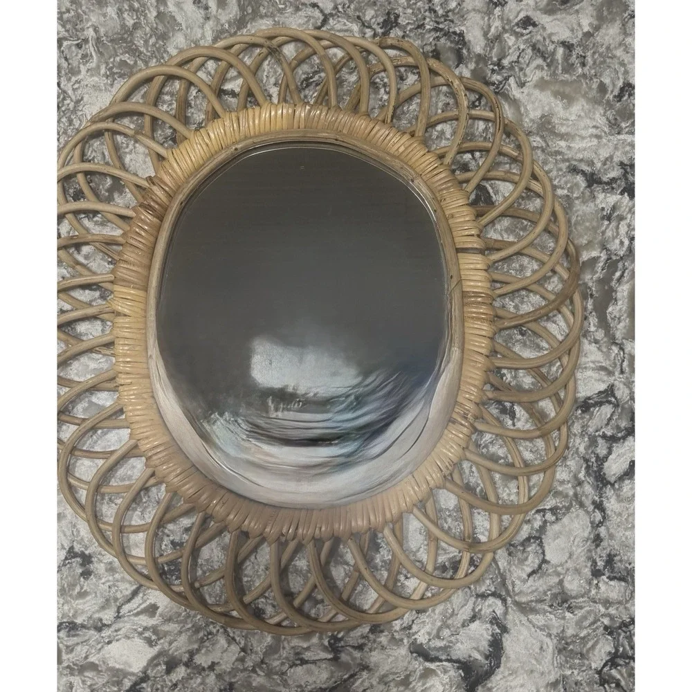 VTG Wicker Rattan Style Tan Wall Mirror Burwood 21